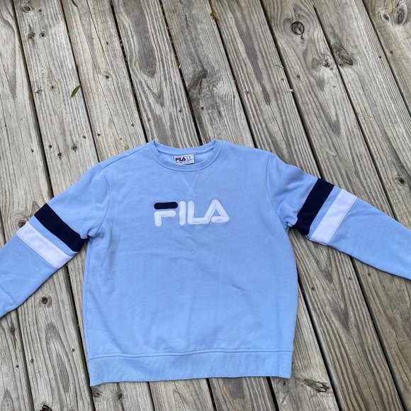 Fila Tops - FILA Pullover Crew Neck Sweatshirt Casual Light Blue Size XL